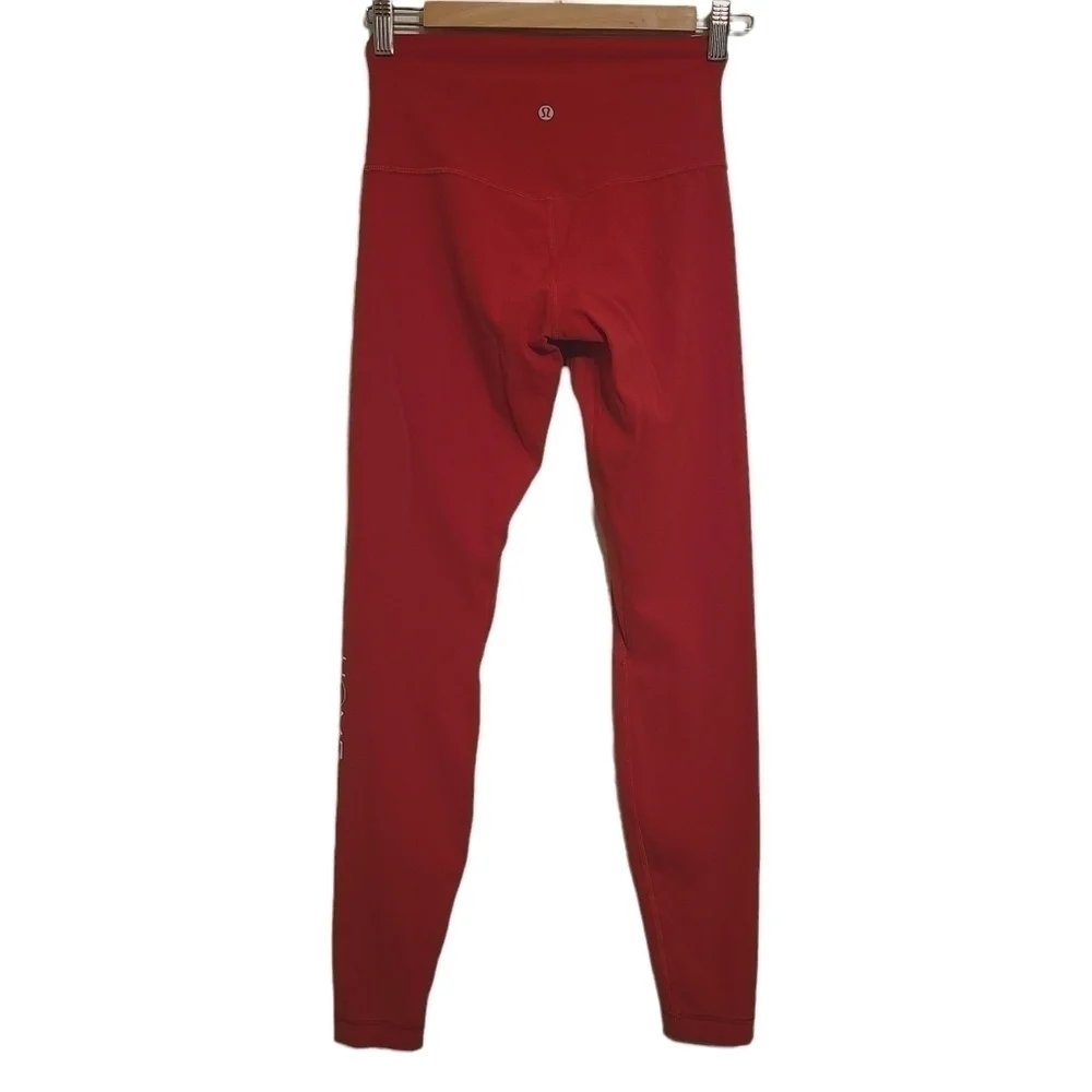 Lululemon | Women's Red High Waist Full Length Power Yoga Leggings (Size 6)